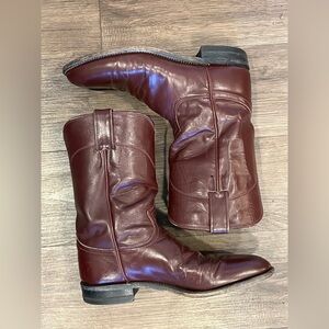 JUSTIN Men’s SZ 8.5 B Western Boot style 3037 Burgundy Roper